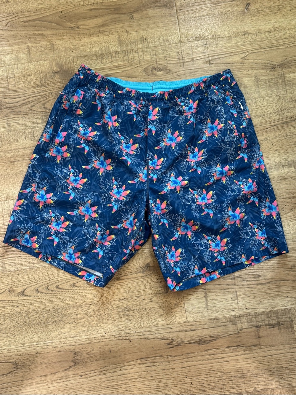 Birddogs Navy Floral Swim Shorts with Pink & Turquoise Accents